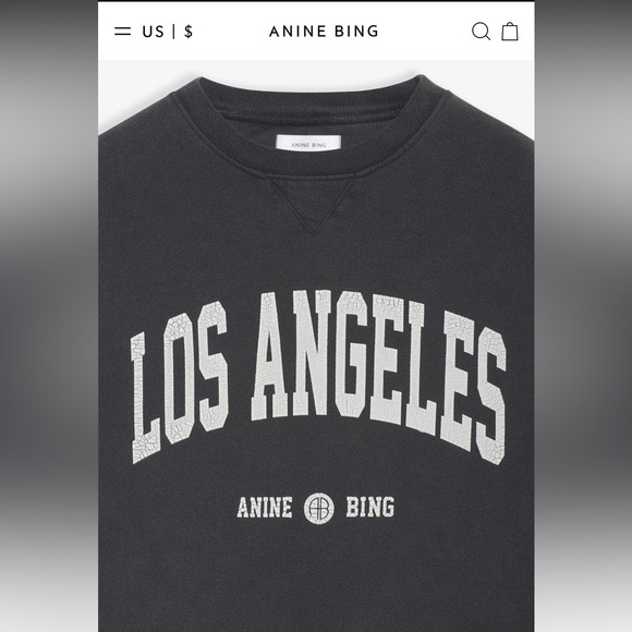 Anine Bing Los Angeles washed black Ramona sweatshirt  Crewneck Sweater S - Picture 5 of 16